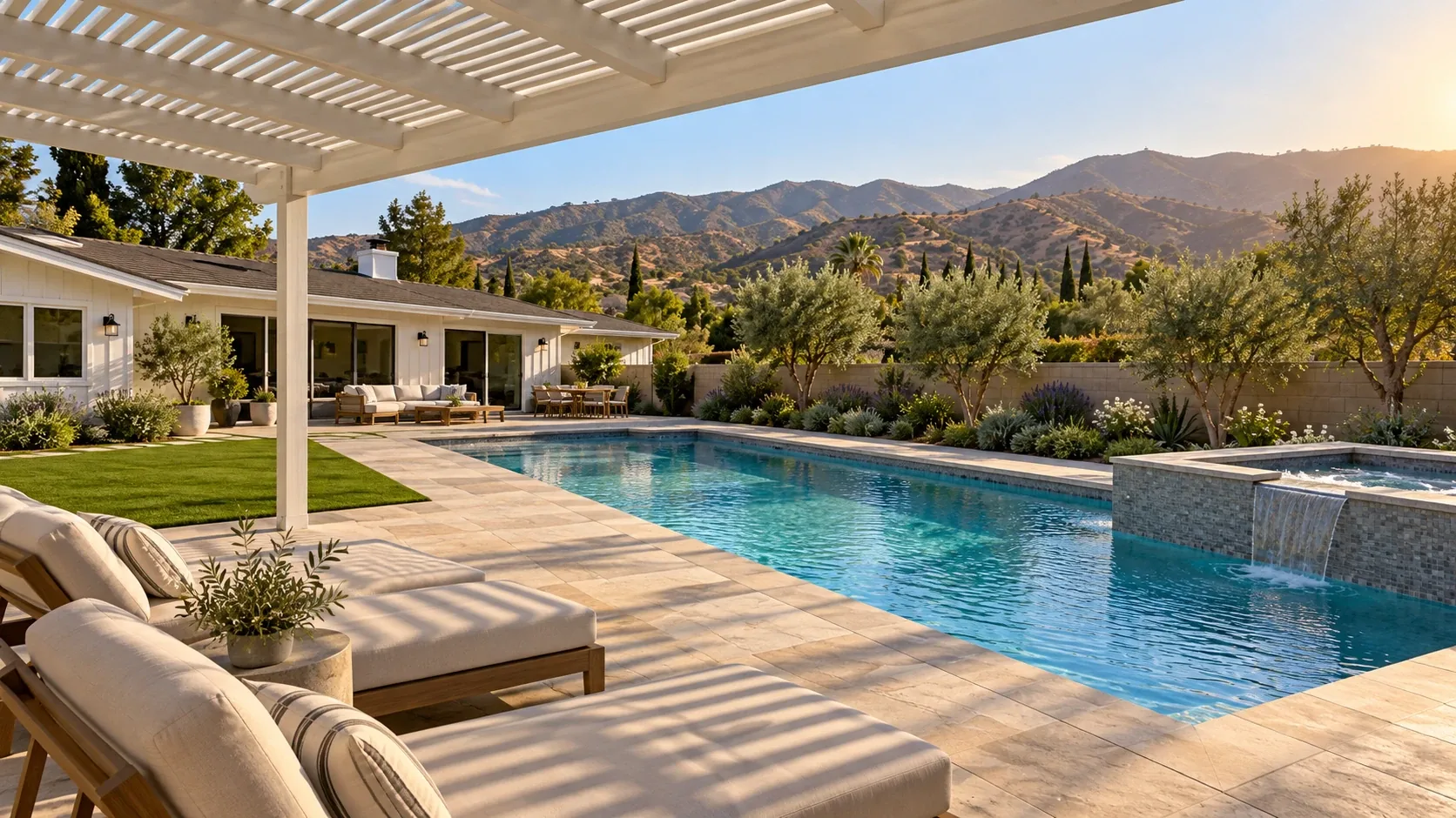A finished backyard in Conejo Valley & Ventura