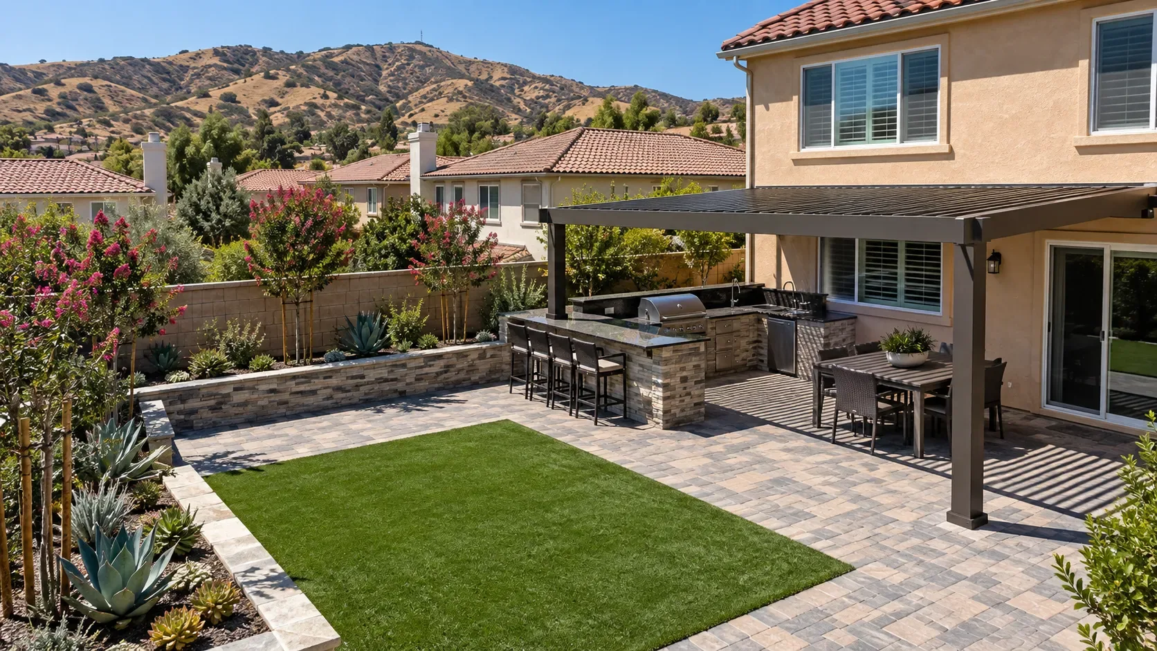 A finished backyard in Santa Clarita